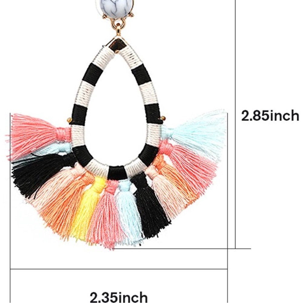 💕Multicolored WOMAN’S Tassle Boho EARRINGS *NWT* - Picture 4 of 8